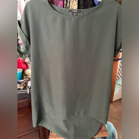 Olive Green Semi Sheer Top - Picture 6 of 6